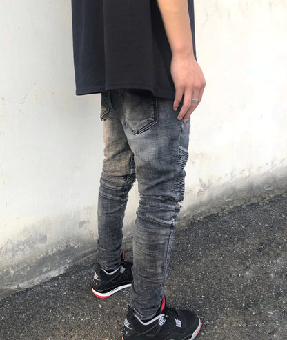 ZS Slim Fit Distressed Motorcycle Jeans