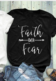 Unisex Faith Over Fear Cotton Couple T-Shirt
