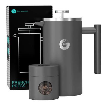 Gator Thermal French Press - Stainless Steel Insulated 34oz Brewer - Orange