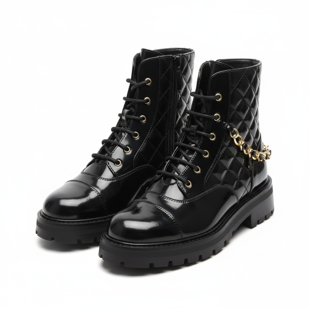 French Side Zipper Chunky Heel Round Toe Short Boots