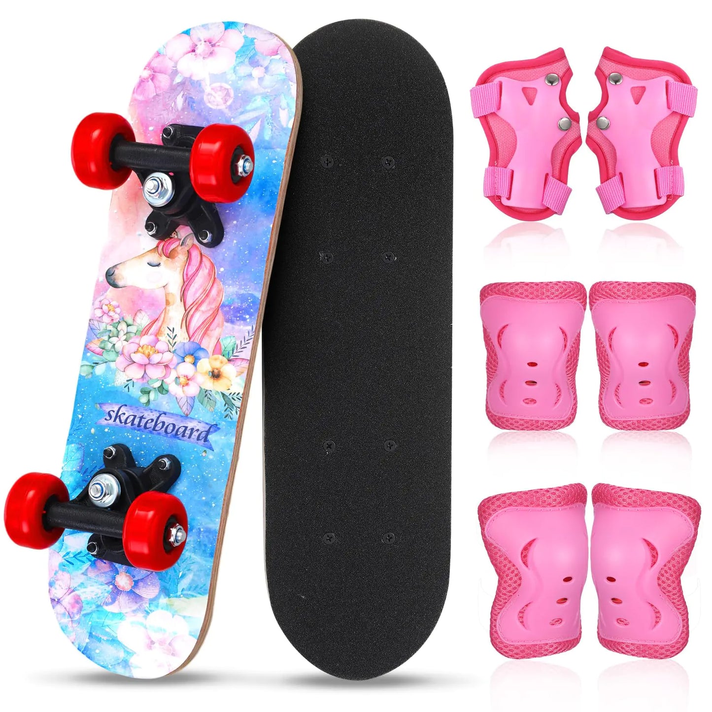 Honoson Toddler Skateboard & Safety Gear Set - Unicorn 7 Pcs