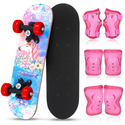 Honoson Toddler Skateboard & Safety Gear Set - Unicorn 7 Pcs