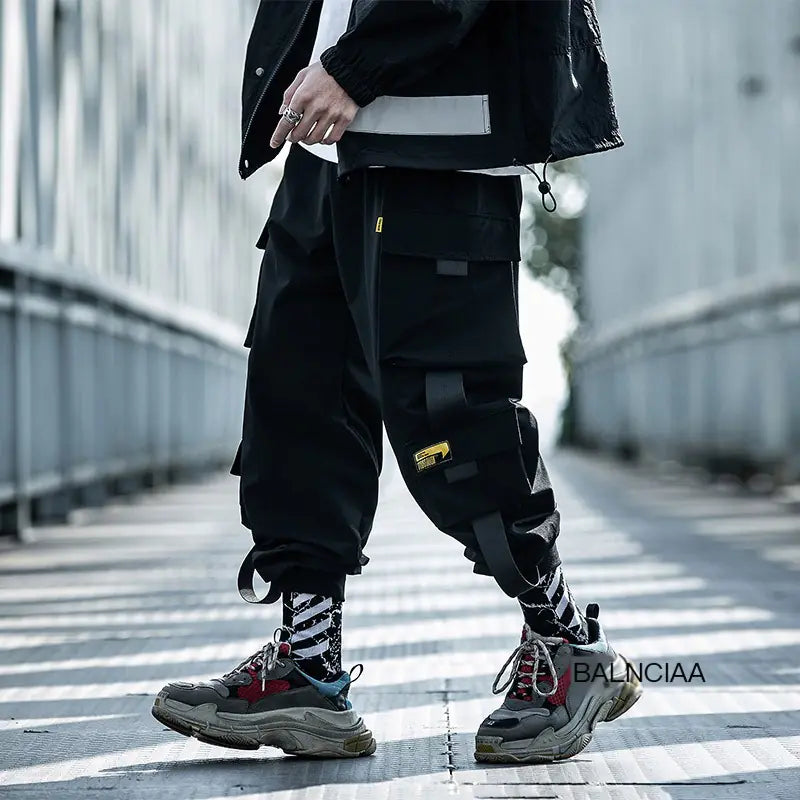 Black Paratrooper Flex Casual Pants