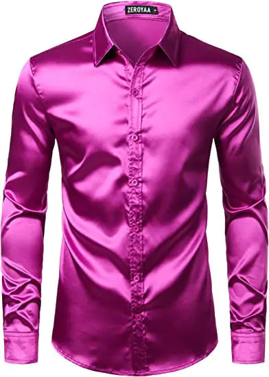 Men's Shiny Disco Short Sleeve Shirt for Casual Wear