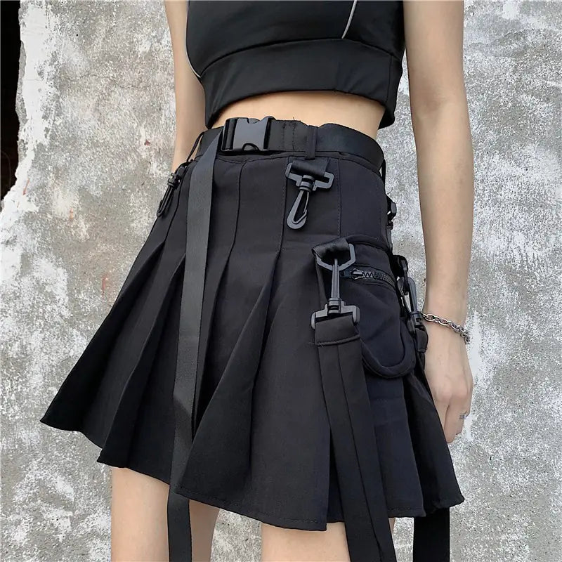 Women's Black Splicing Skirt