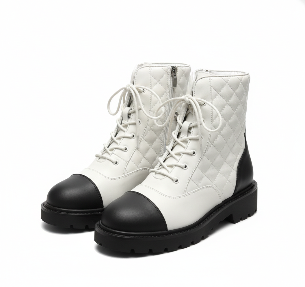 French Side Zipper Chunky Heel Round Toe Short Boots