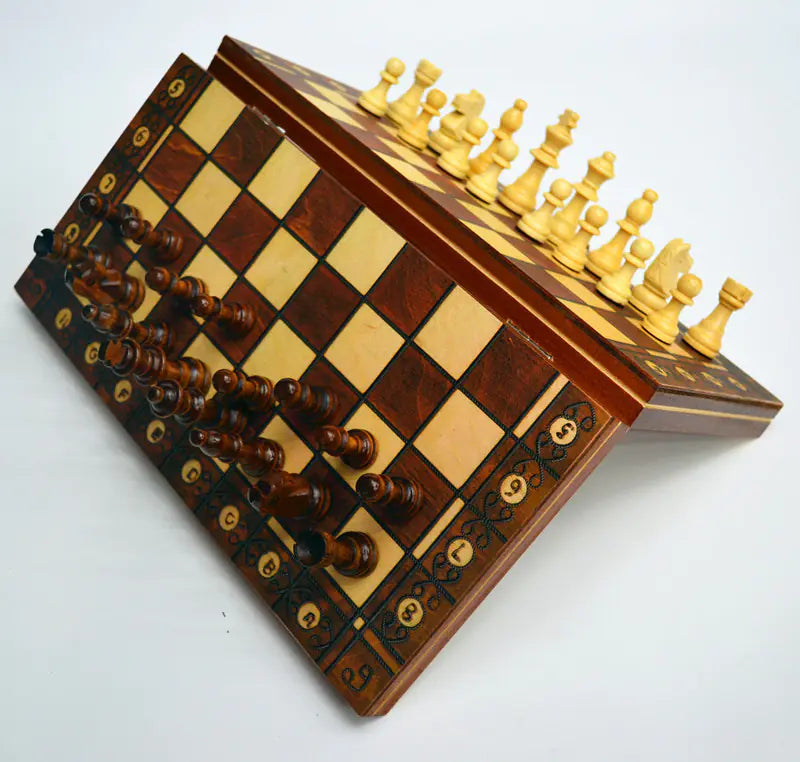 3-in-1 Foldable Chess Backgammon Checkers Set