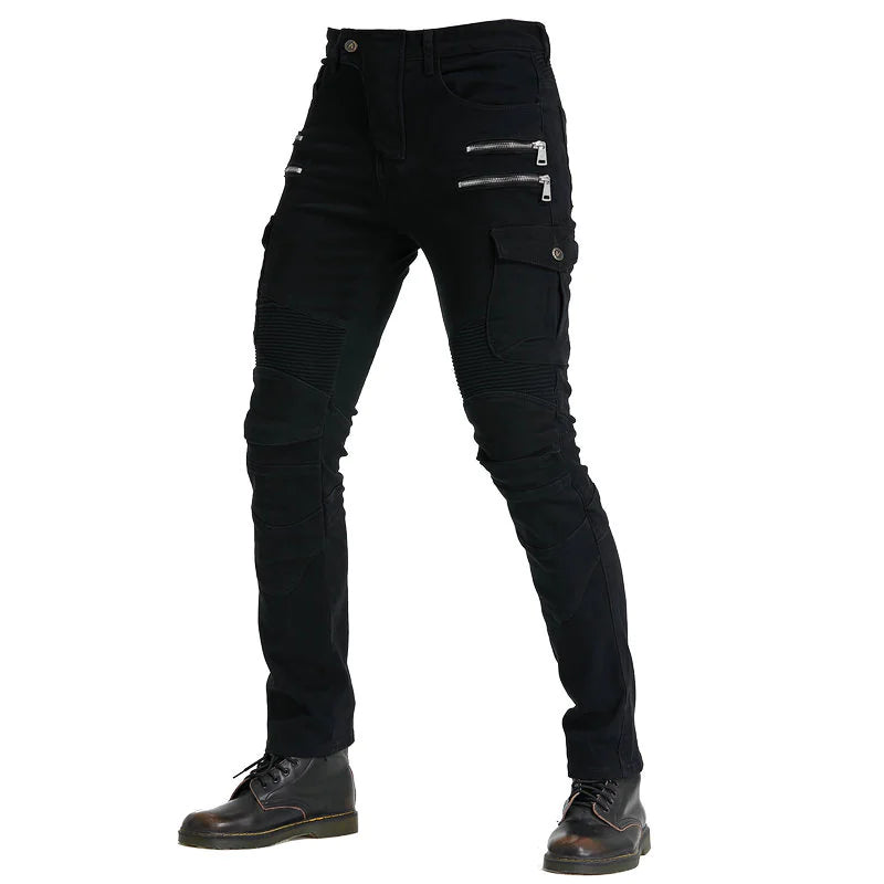 Black Denim Motorcycle Pants