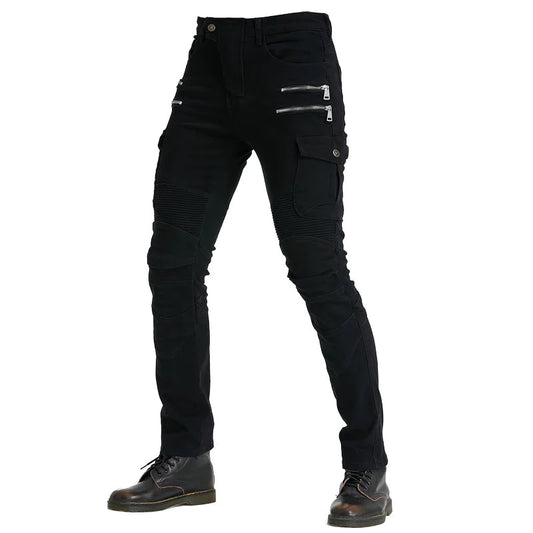 Black Denim Motorcycle Pants