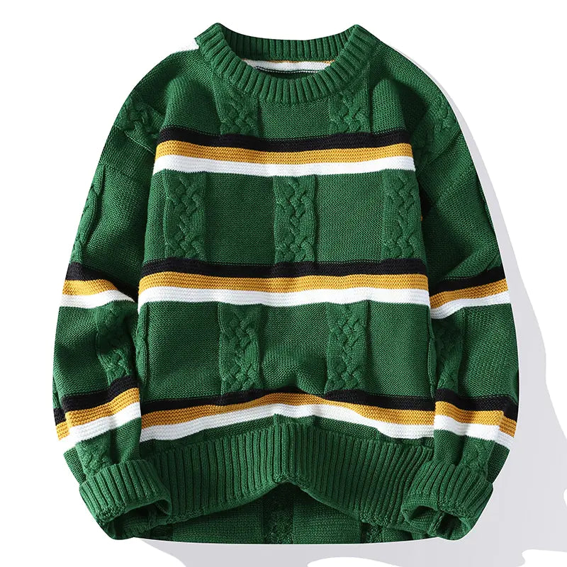 Men's High Elastic Knitted Stripe Sweater