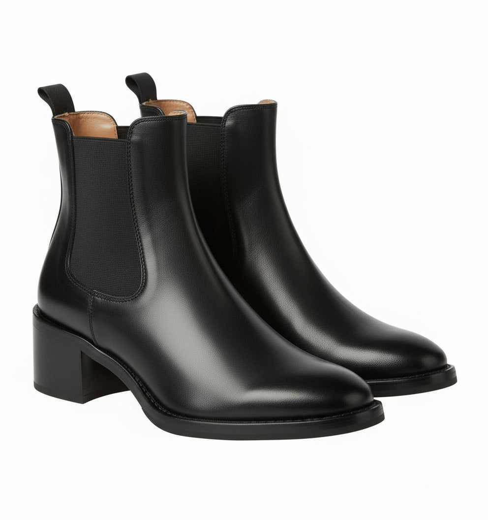 Chelsea Pointed Toe Leather Ankle Boots