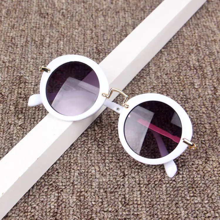 Kids' Retro Round Metal Sunglasses for Children