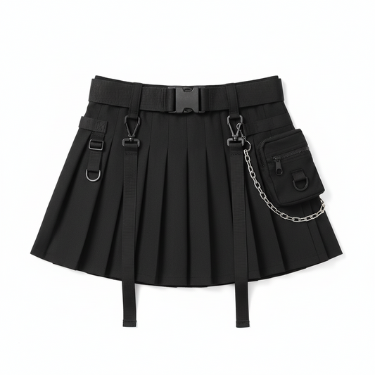 Women's Black Splicing Skirt