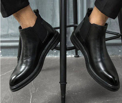 Men's Pointed High-Top Leather Shoes