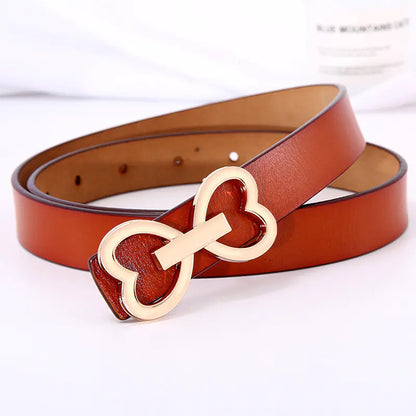 Chic Heart-Shaped Women's Leather Belt