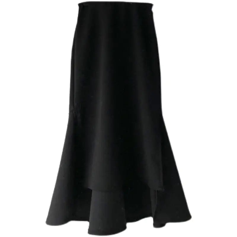 Chic Retro Ruffle Midi Skirt