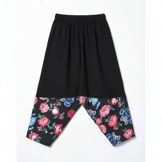 Harem Pants, Casual Pants, Cotton-Linen Embroidered Pants