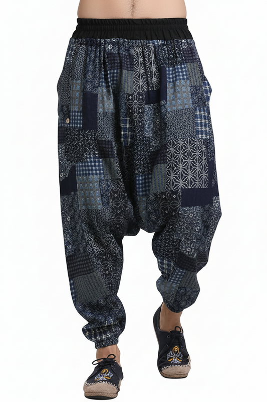 Men's Soft Printed Crotch Pants - Yonago Flower Design