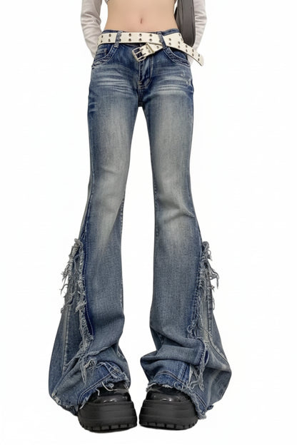 American-Style Retro Frayed Jeans