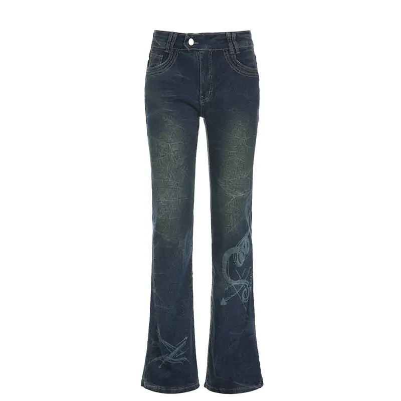 American Distressed Skinny Print Jeans