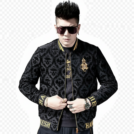 Men's Velvet Embroidered Baseball Jacket