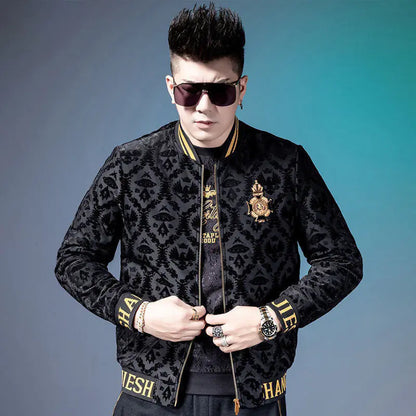 Men's Velvet Embroidered Baseball Jacket