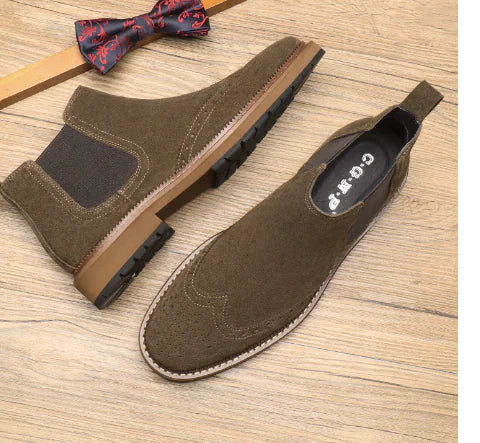 Men's Original Handmade Frosted Leather Brogue Boots