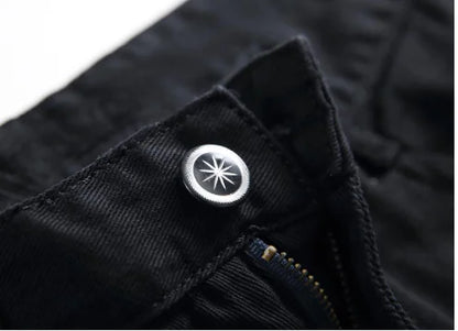 Men's Slim Fit Black Nail Straight Tube Jeans