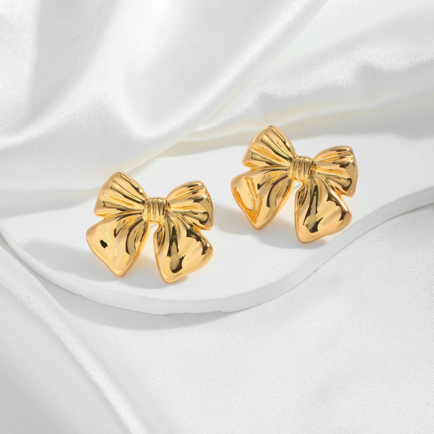 Gold Plated Copper Bow Earrings