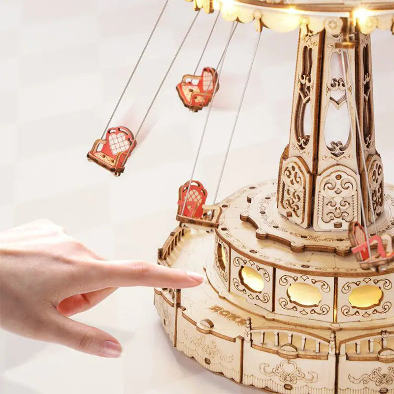 DIY 3D Wooden Puzzle - Dreamy Musical Flying Chair Carousel