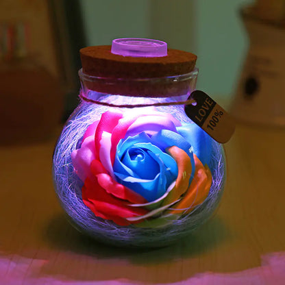 Creative Lucky Star Glass Bottle Soap Flower Night Light