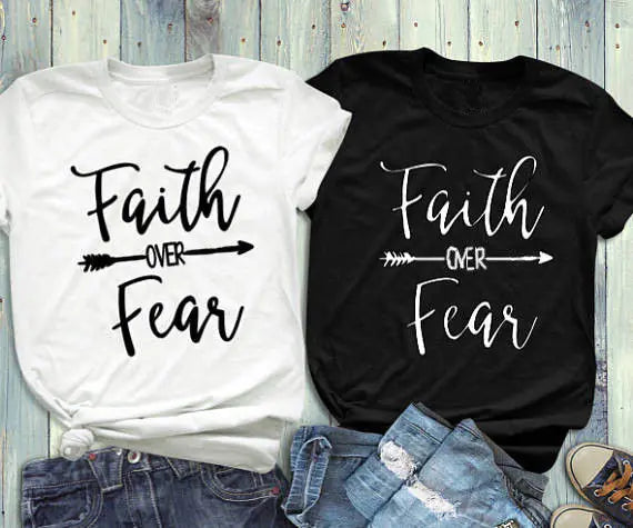 Unisex Faith Over Fear Cotton Couple T-Shirt