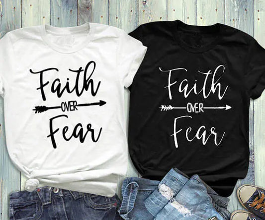 Unisex Faith Over Fear Cotton Couple T-Shirt