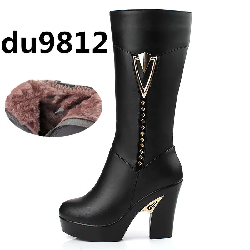 Warm Cotton Leather Boots for Women