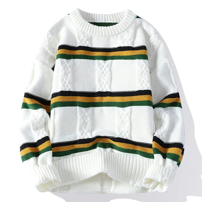 Men's High Elastic Knitted Stripe Sweater