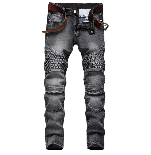 Men's Black Straight Leg Motorcycle Jeans