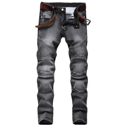 Men's Black Straight Leg Motorcycle Jeans