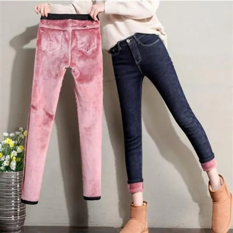 Women's Warm Black Cotton Fit Pants