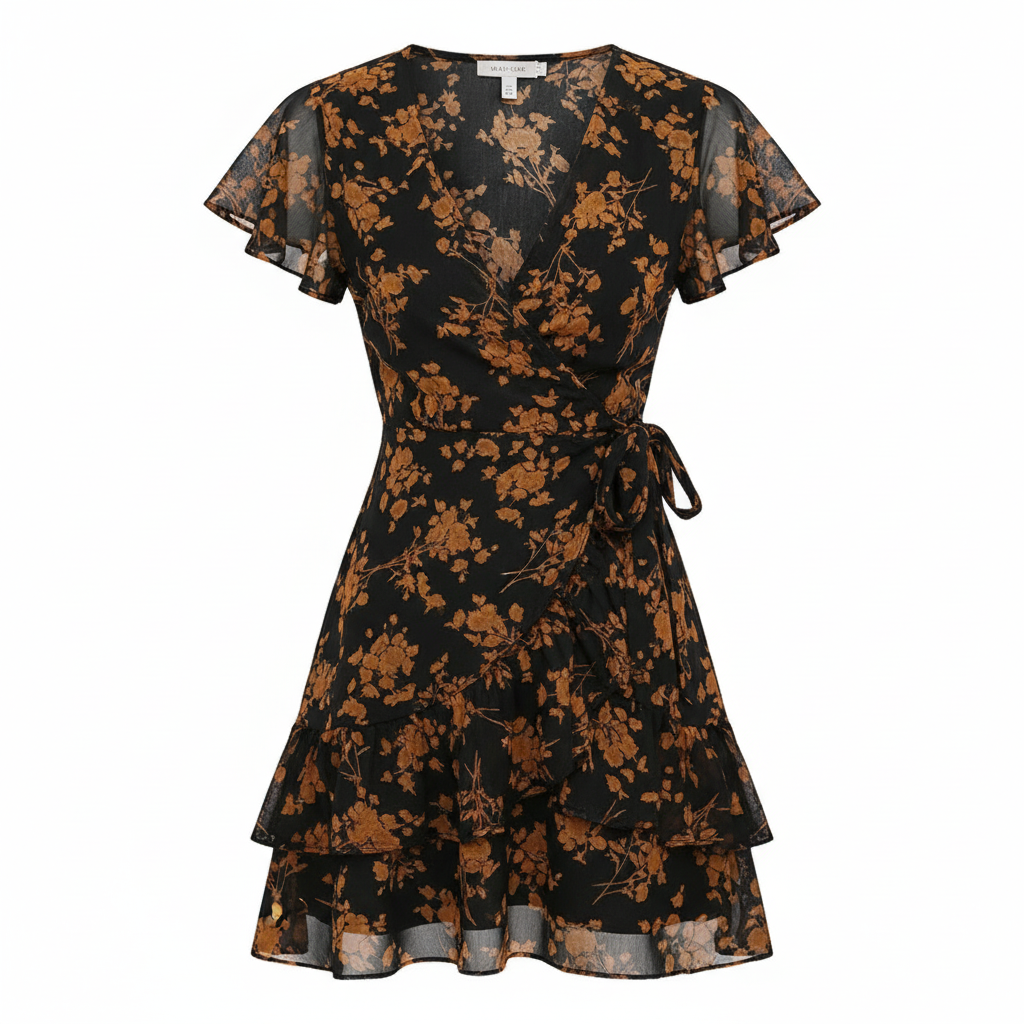 Women's Floral V-Neck Tie-Waist Dress