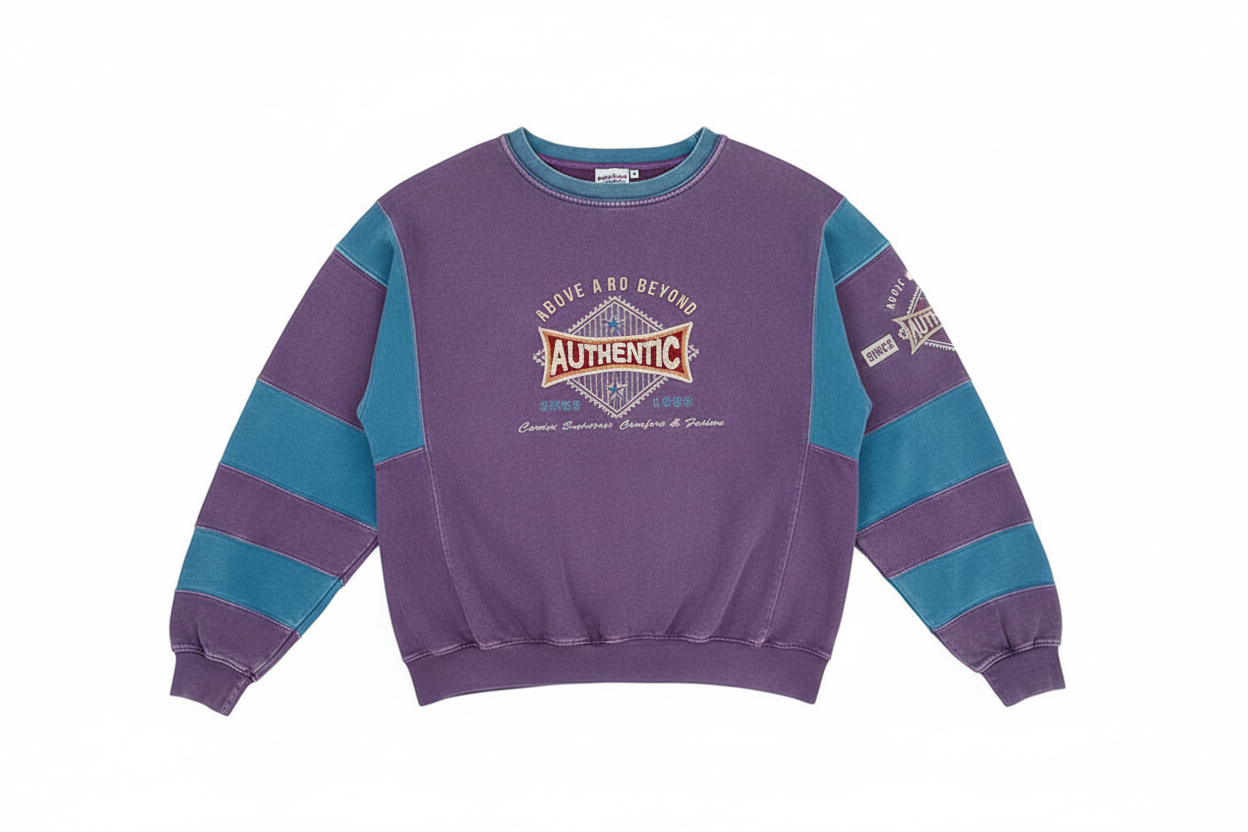 Retro Bear Print Cotton Sweater