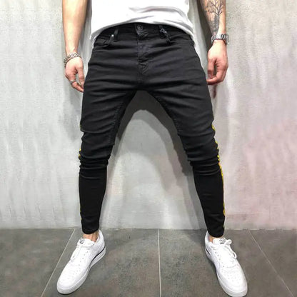 Black Stripe Slim Denim