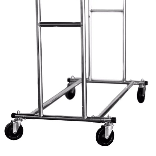 Metal Double Rod Clothes Drying Rack with Wheels