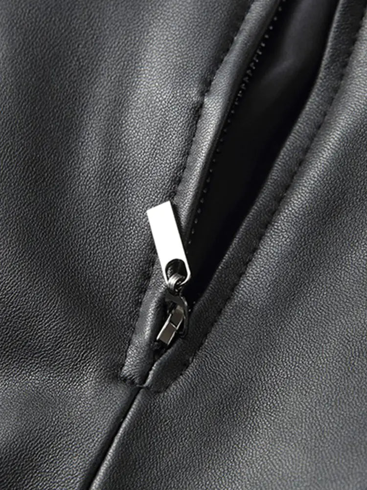 Genuine Leather A-Line Midi Skirt