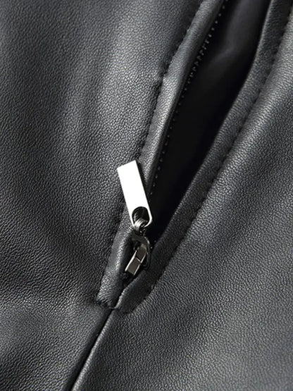 Genuine Leather A-Line Midi Skirt