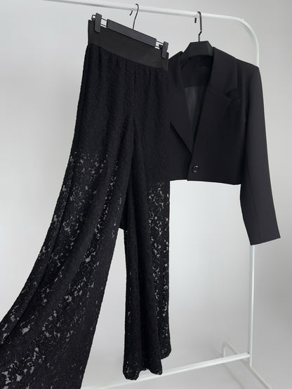 High Waist Lace Wide Leg Pants