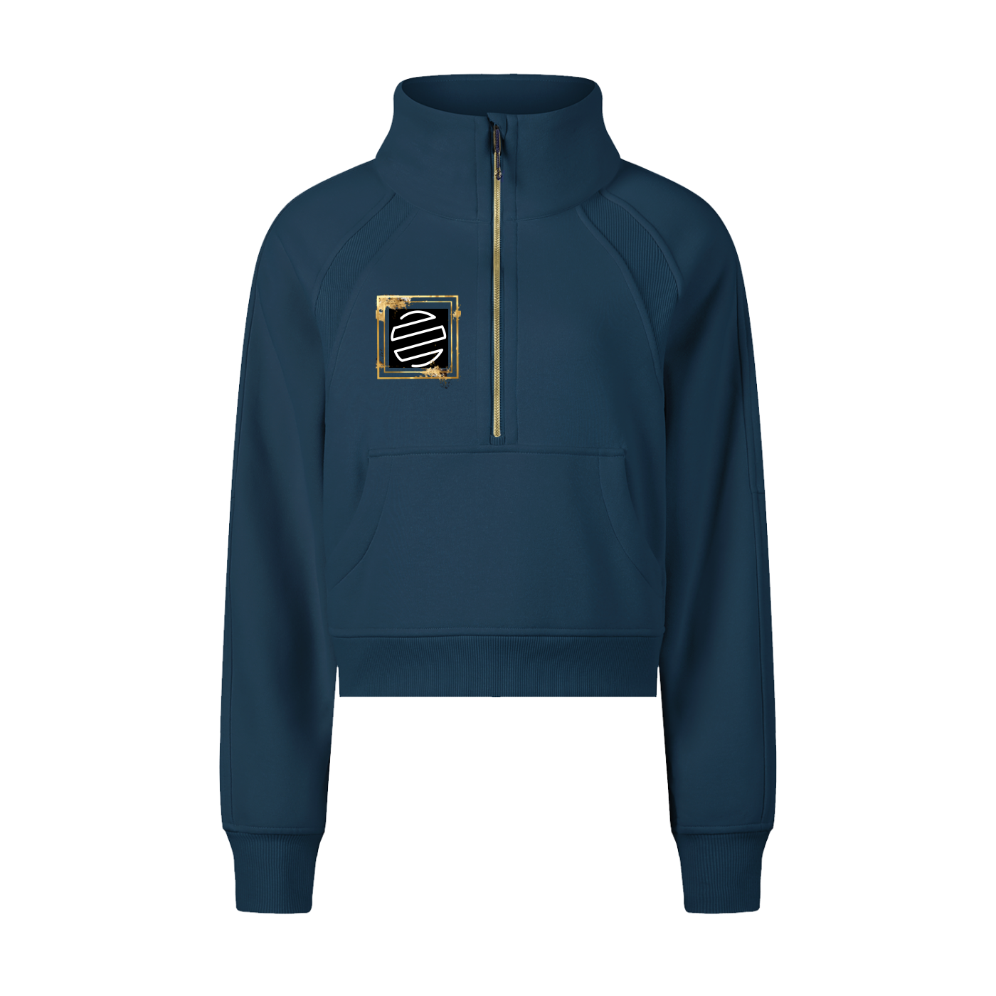 Accent Gold Cropped Half-Zip Sweatshirt