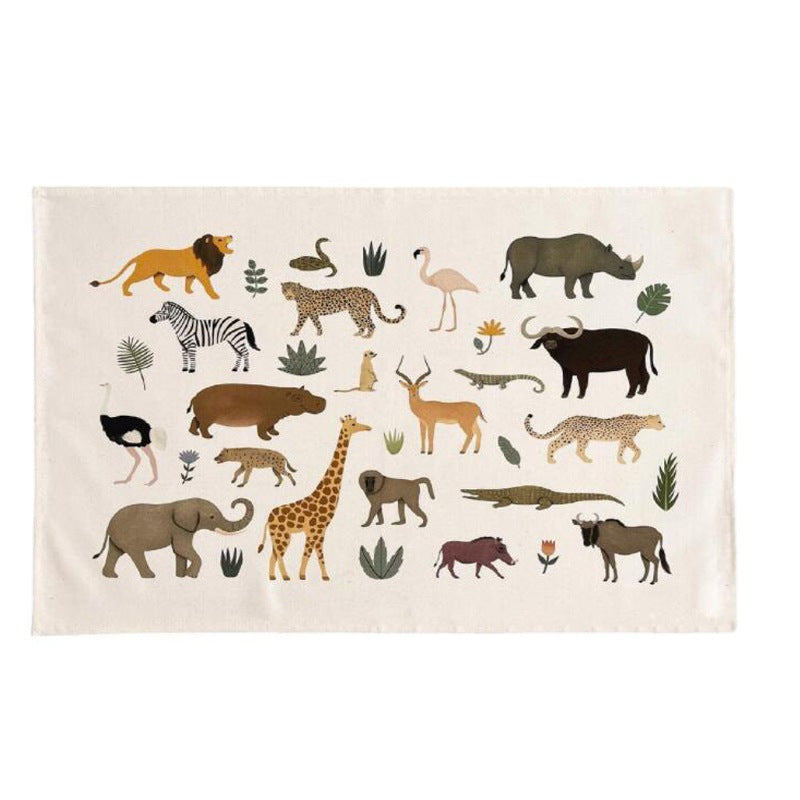 Nordic Style World Map Canvas Wall Art for Kids Room