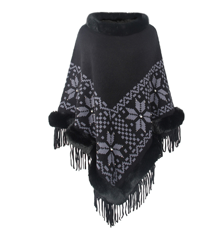 Melissa Poncho with Beaded Fringe Hem (One Piece)