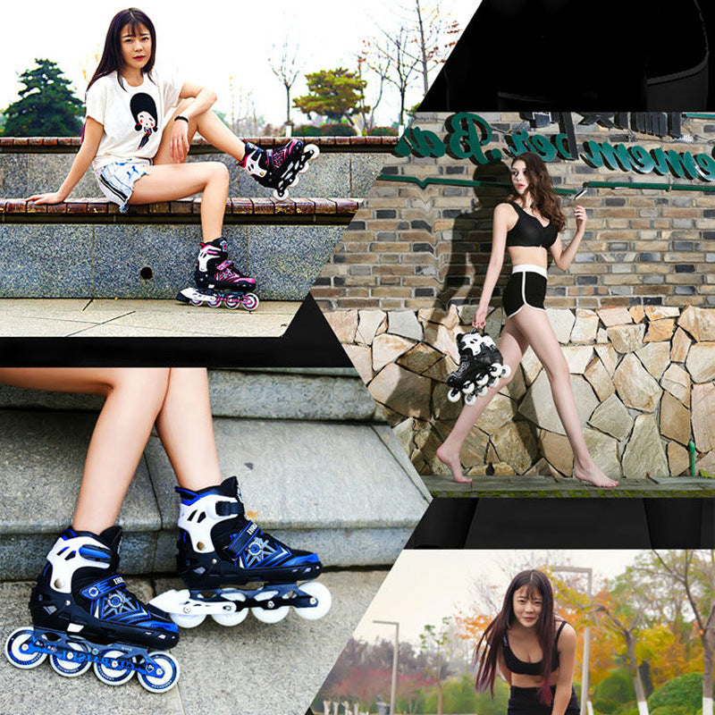 Children's Beginners Adjustable Flash Roller Skates