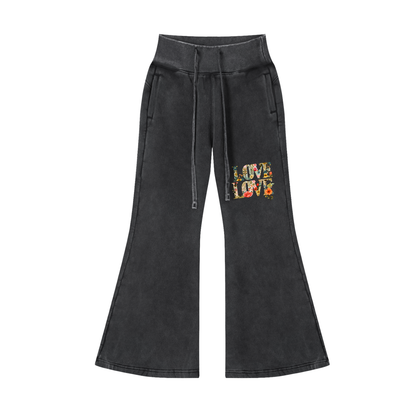 Vintage Washed Flared Fleece Pants